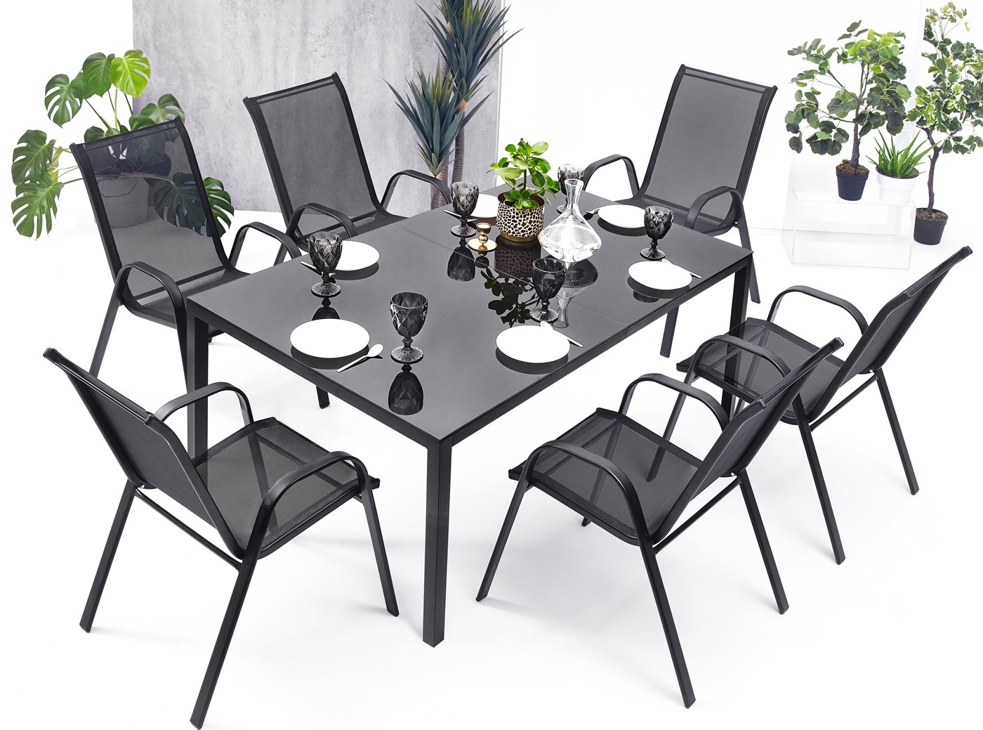 Gartentisch Glas Alu Aluminium Esstisch Glastisch Tisch Garten 150x90cm